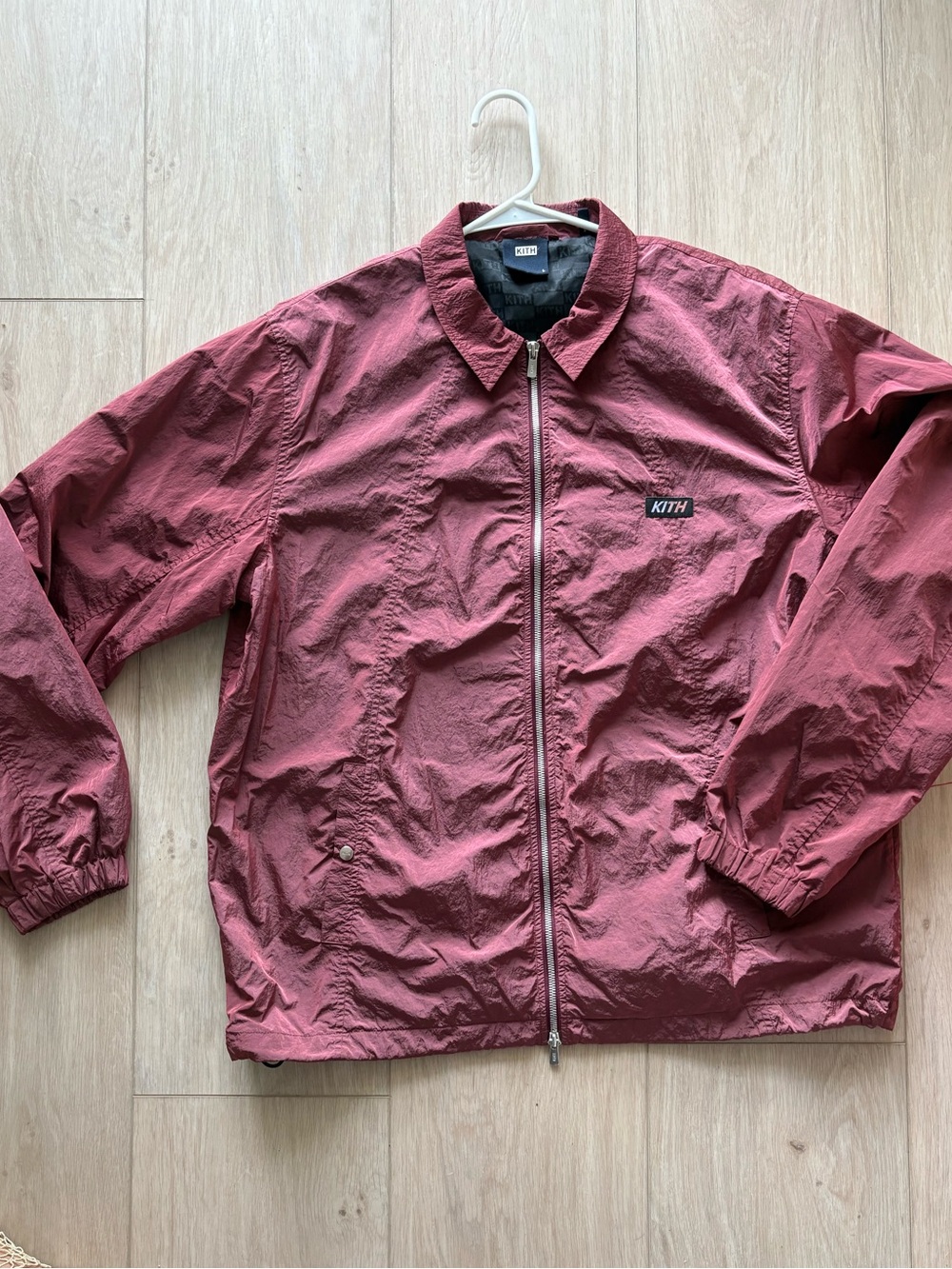 Kith Men's Maroon Zip Windbreaker Jacket